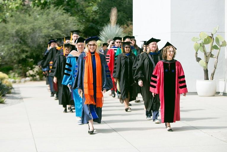 A photo of a faculty procession during Commencement